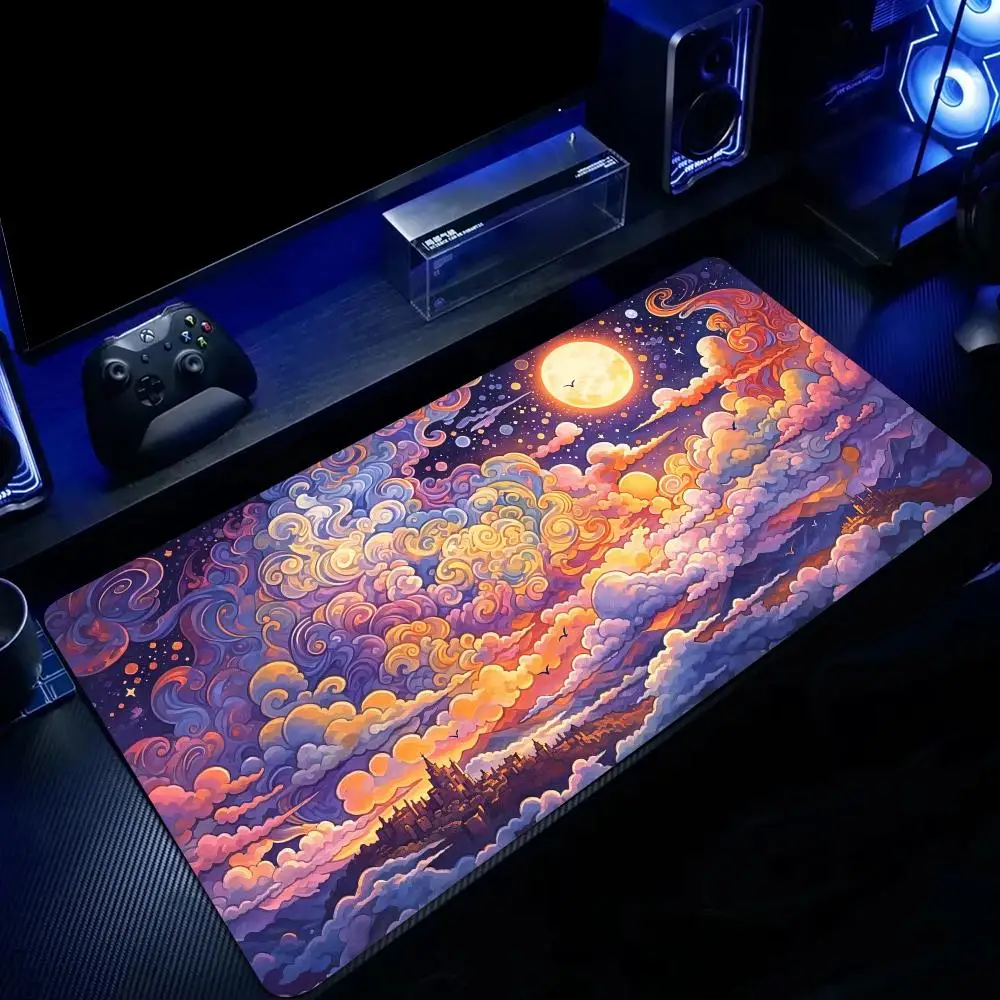 Ukiyo-e style clouds and castle Mouse Pad Large Computer Office Game Table Mats Rubber Anti-slip XXL Mouse Mat HDP Long Desk Pad