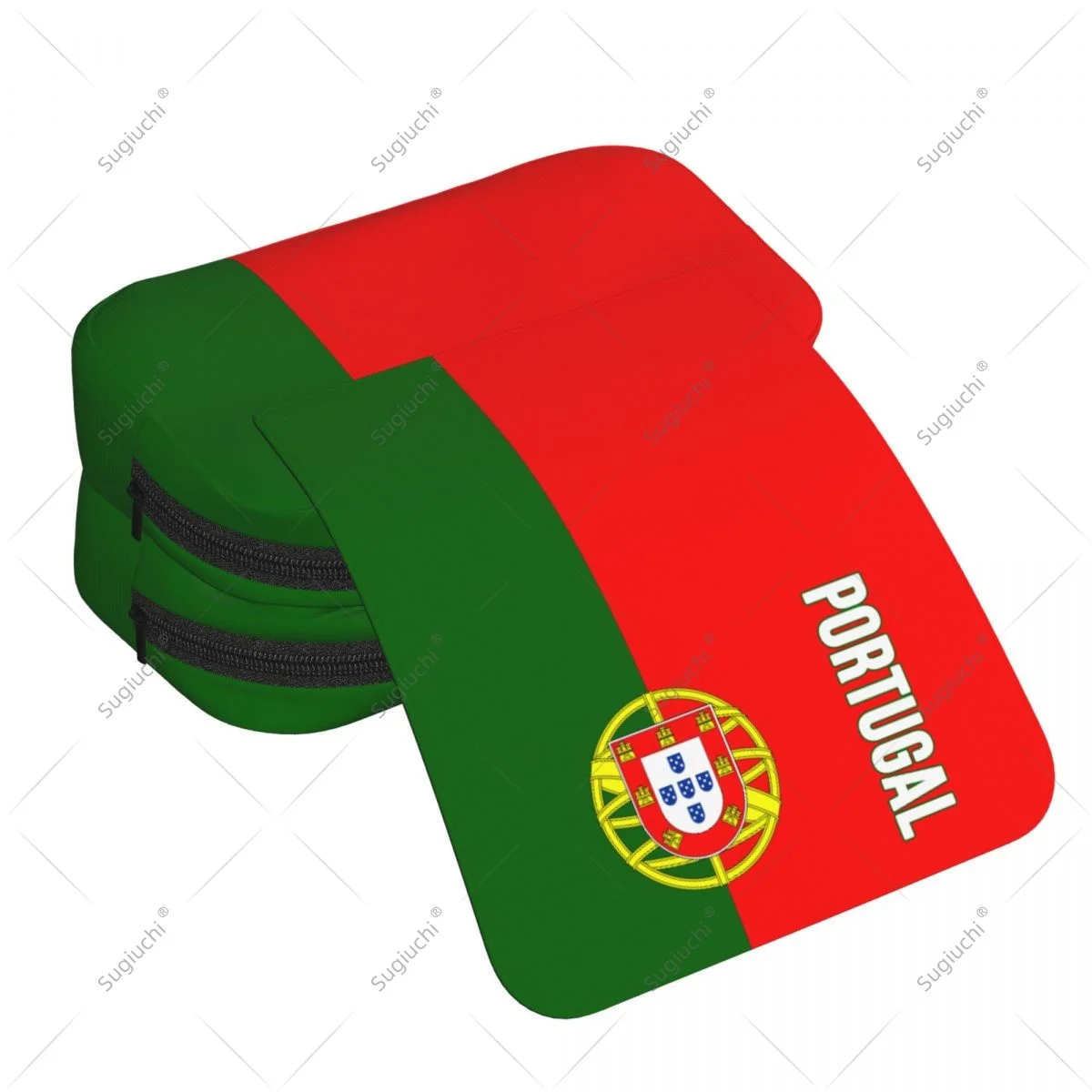 مقلمة مقص أكياس ثلاثية الأبعاد علم البرتغال طبقة مزدوجة أكسفورد القماش القرطاسية تخزين صندوق القلم