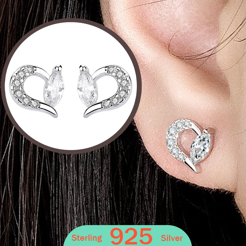 

Simple Crystal Heart Stud Earrings For Women 925 Sterling Silver Party Jewelry Gift Female Pendientes 2025 Korean New 2026