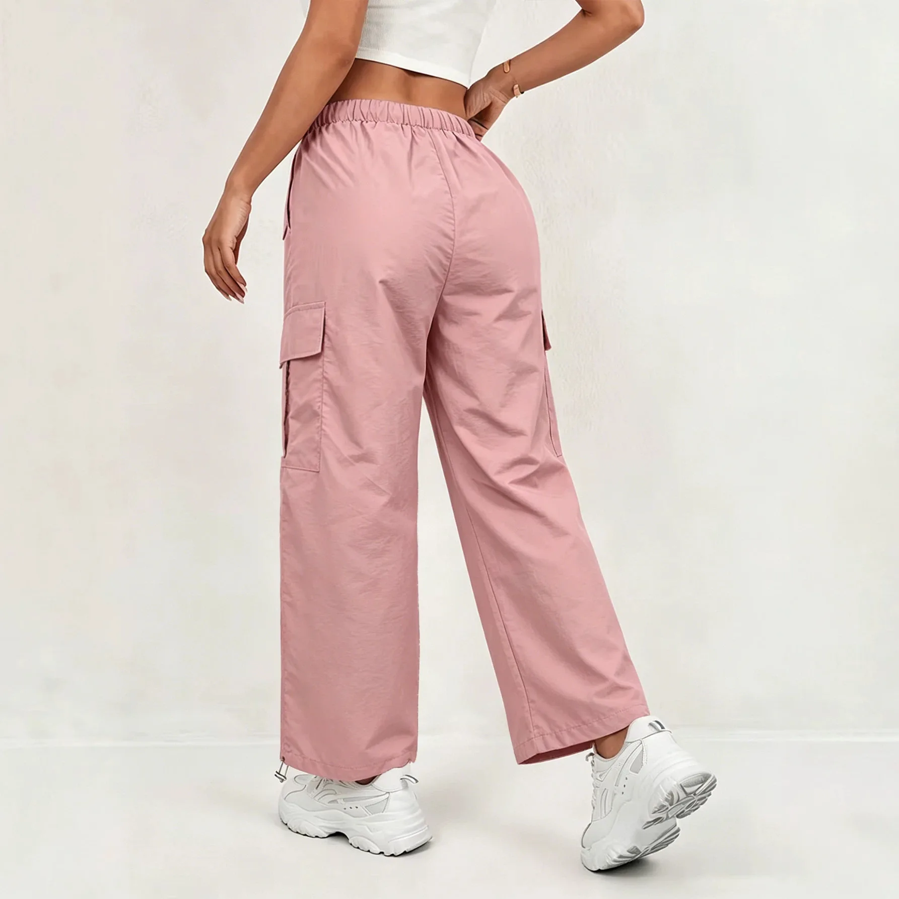 Women's Casual Multiple Pockets Drawstring Loose Cargo Pants