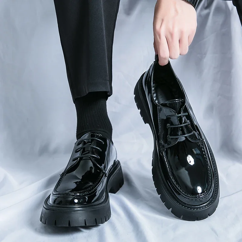 

High Quality Oxford Leather Shoes Men's Dress Shoes Fashion Casual New Designer Cowhide Lace-up Platform Wedding Shoes for Men