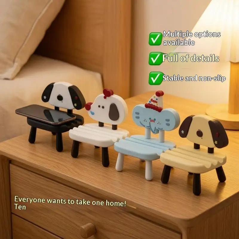 1Pc Cartoon Chair Shaped Phone Holder Stable Support Skin-Friendly Matte Stand for Desktop Home Office Video Watching view 2