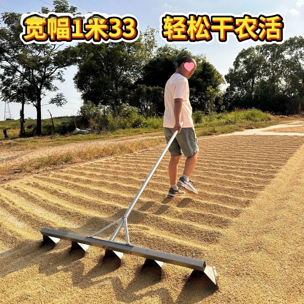 Sun-dried millet, widened, enlarged, turned grain, tusk rake, corn, wheat, rice, sun-dried grain