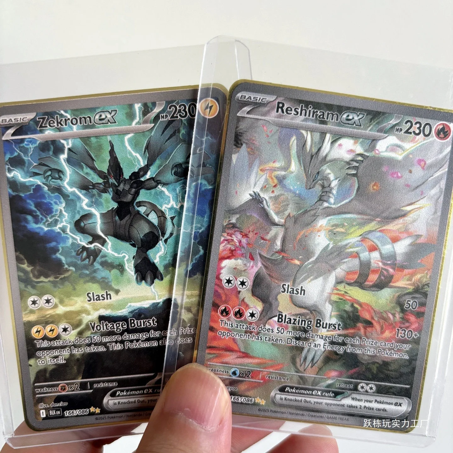 DIY Pokémon Card Black and White Dragon Zekrom Raisiram Ex English Metal Card Animation Collection Card