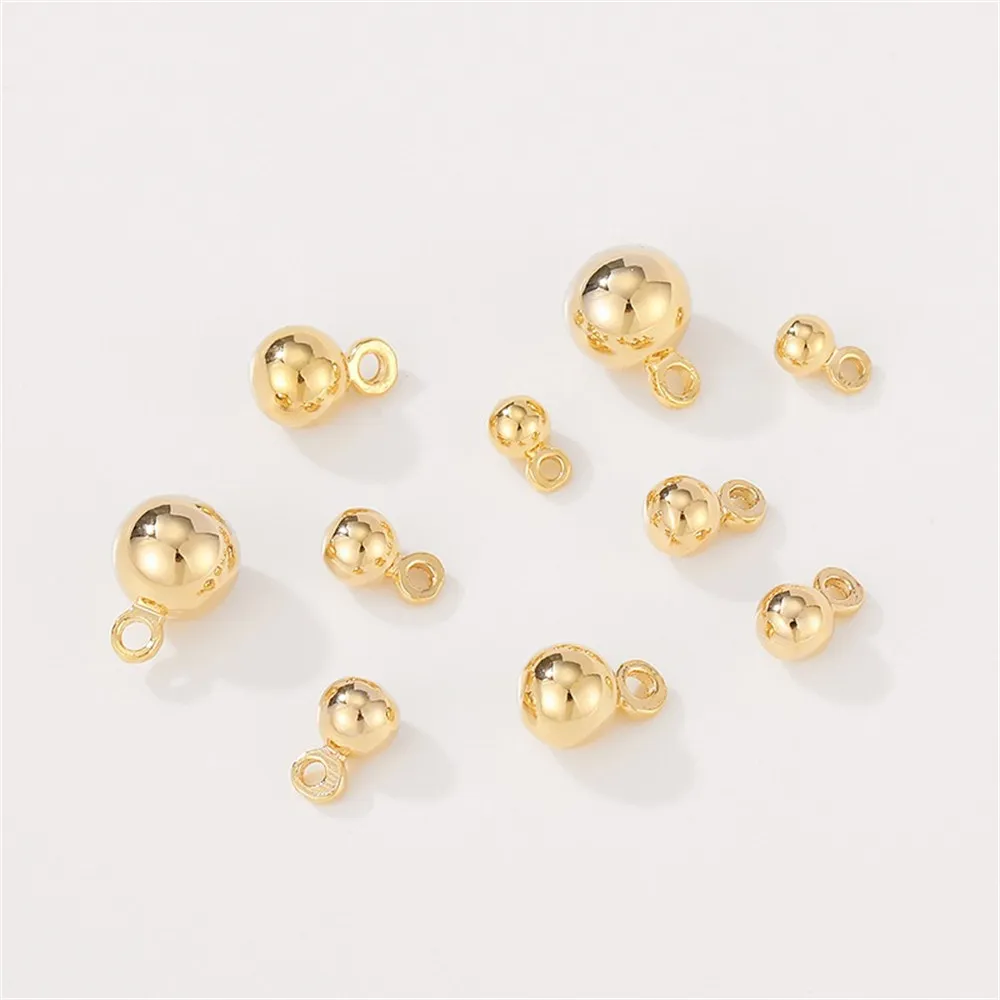 14K Gold-plated Hanging Ball Smooth Round Bead Earring Pendant DIY Handmade Bracelet Earring Accessory Material Accessories