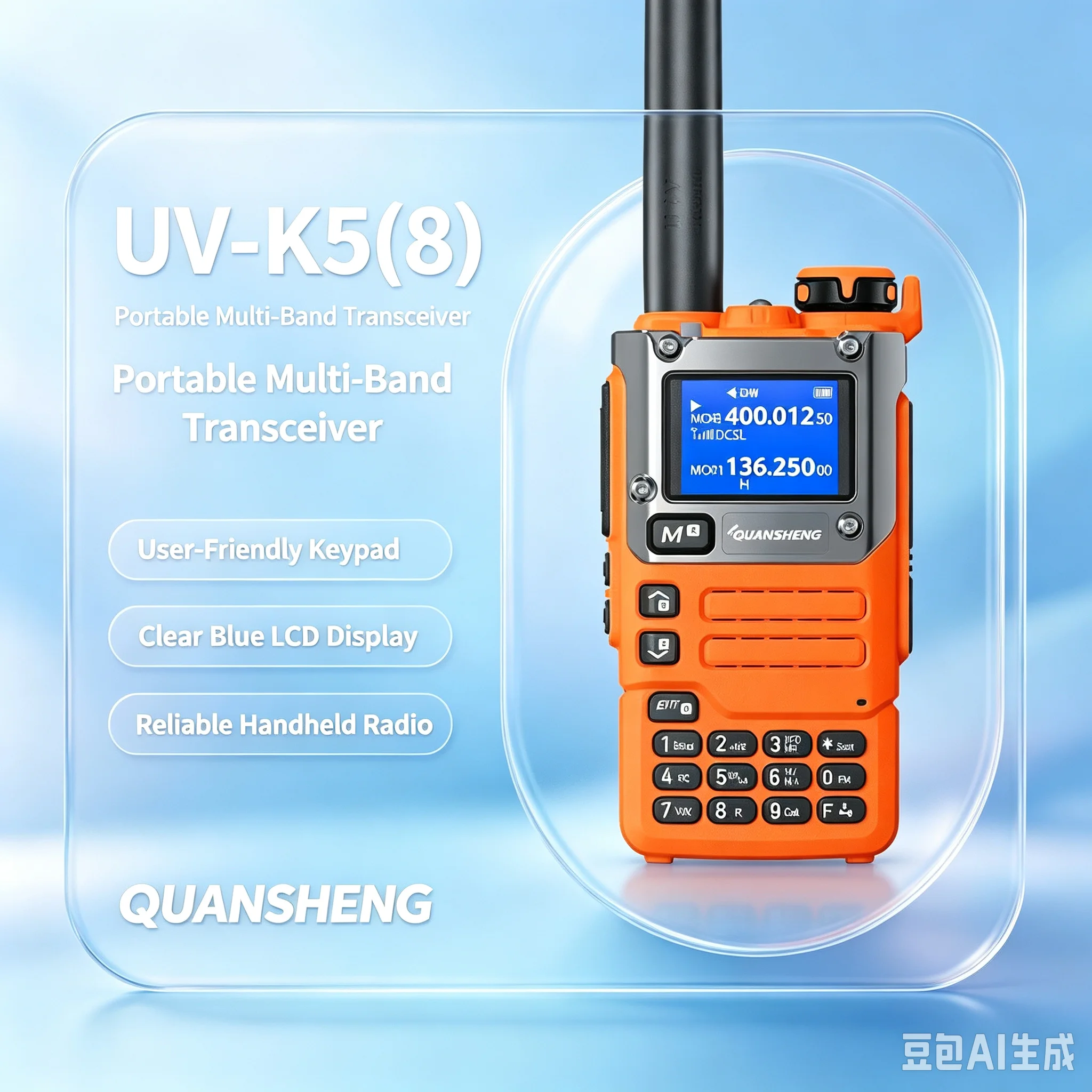 QUANSHENG UV-K5(8) Portable Multi-Band Transceiver 5W Walkie Talkie AM Aviation Band Receive Wireless Replication Frequency Mete