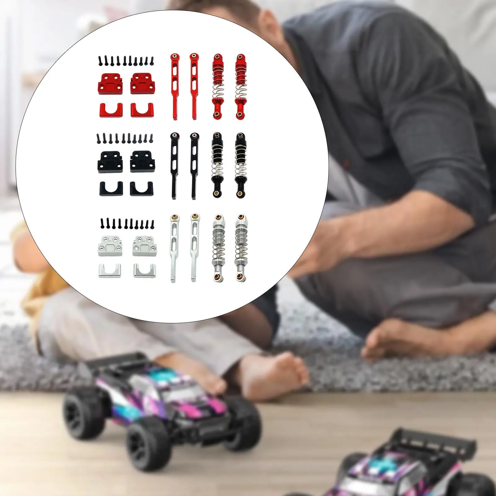 RC Rear Shock Absorber Set 1:12 Scale Replacement Metal RC Car Upgrade Parts Rear Axle Tie Rods Mounting Hardware for MN82 MN82T