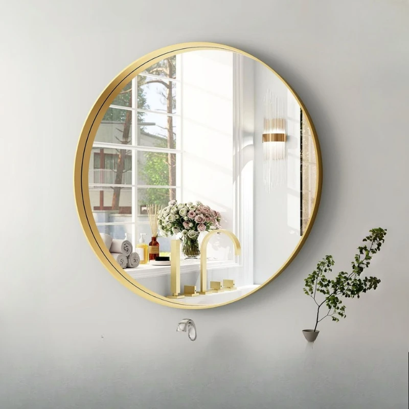 Aluminum alloy frame tempered  round mirror deep mirror bathroom wash wall