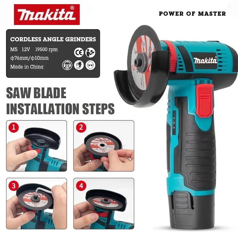 

MakitaPortable Compact Polishing Machine Cutting DIY Home for Metal Wood Cordless Electric Angle Grinder Brush CutterPower Tool