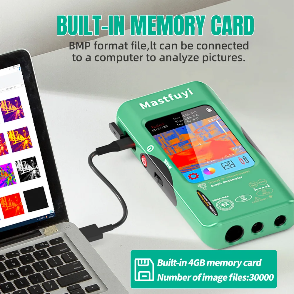 MASTFUYI เครื่องวัดภาพความร้อนมัลติมิเตอร์ออลอินวัน ความละเอียด 320x320 วัดอุณหภูมิ -20°C ถึง 550°C 7 ภาษา