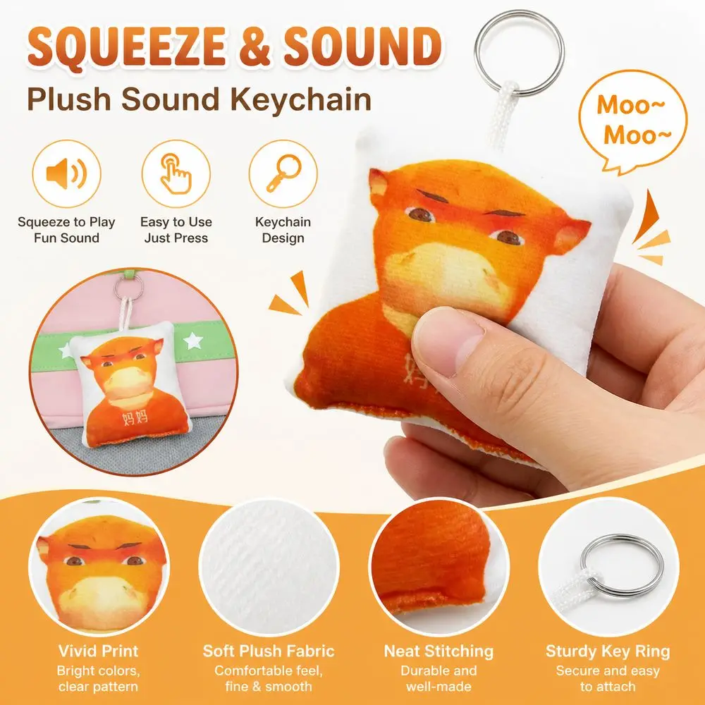 Fashion Soft Keychain Press Activated Sound Producing Pendant Hanging Loop Funny Animal Bag Charm Gift Giving