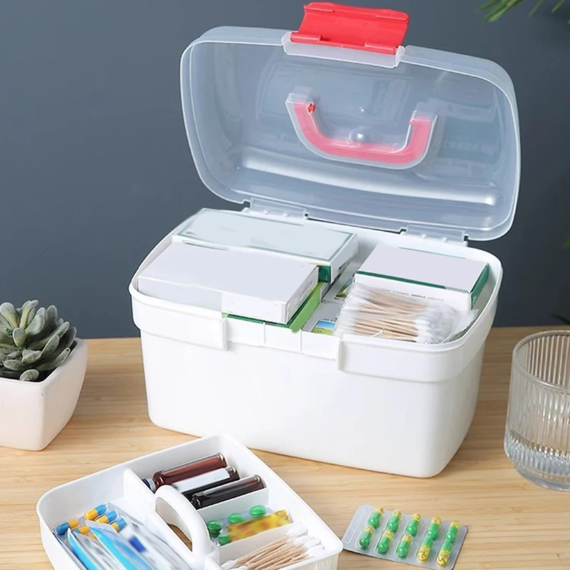 

Medicine Storage Box Portable Large Capacity Medicine Kit Family Hand First Aid Chest Simple Travel Emergency Box
