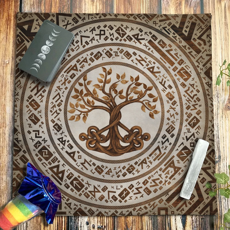 99CM Tarot Tablecloth Velvet Altar Cloth Celtic Knot Tree Of Life Yggdrasil Alchemical Symbols Pagan Witchcraft  Oracle Card Pad