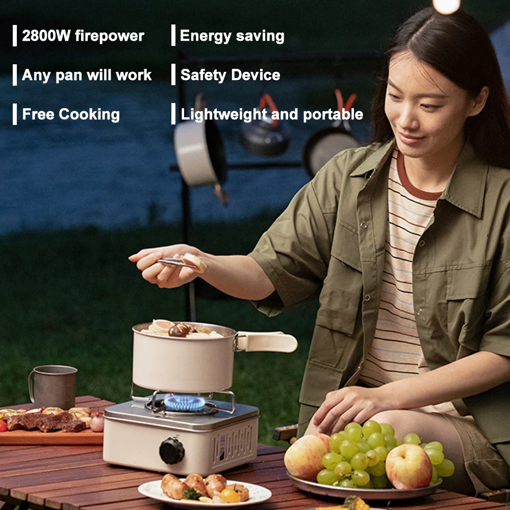 Mini Camping Gas Stove Portable Travel Picnic Butane Burner BBQ Grill Food Cooker Outdoor Survival Furnace with Storage Bag