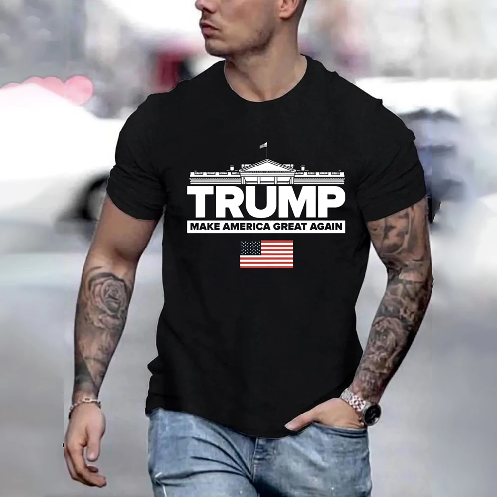 2024 Trump Make America Great Letter Print T-shirt Bandiera USA Stampa grafica T-shirt a maniche corte T-shirt della campagna americana Abbigliamento