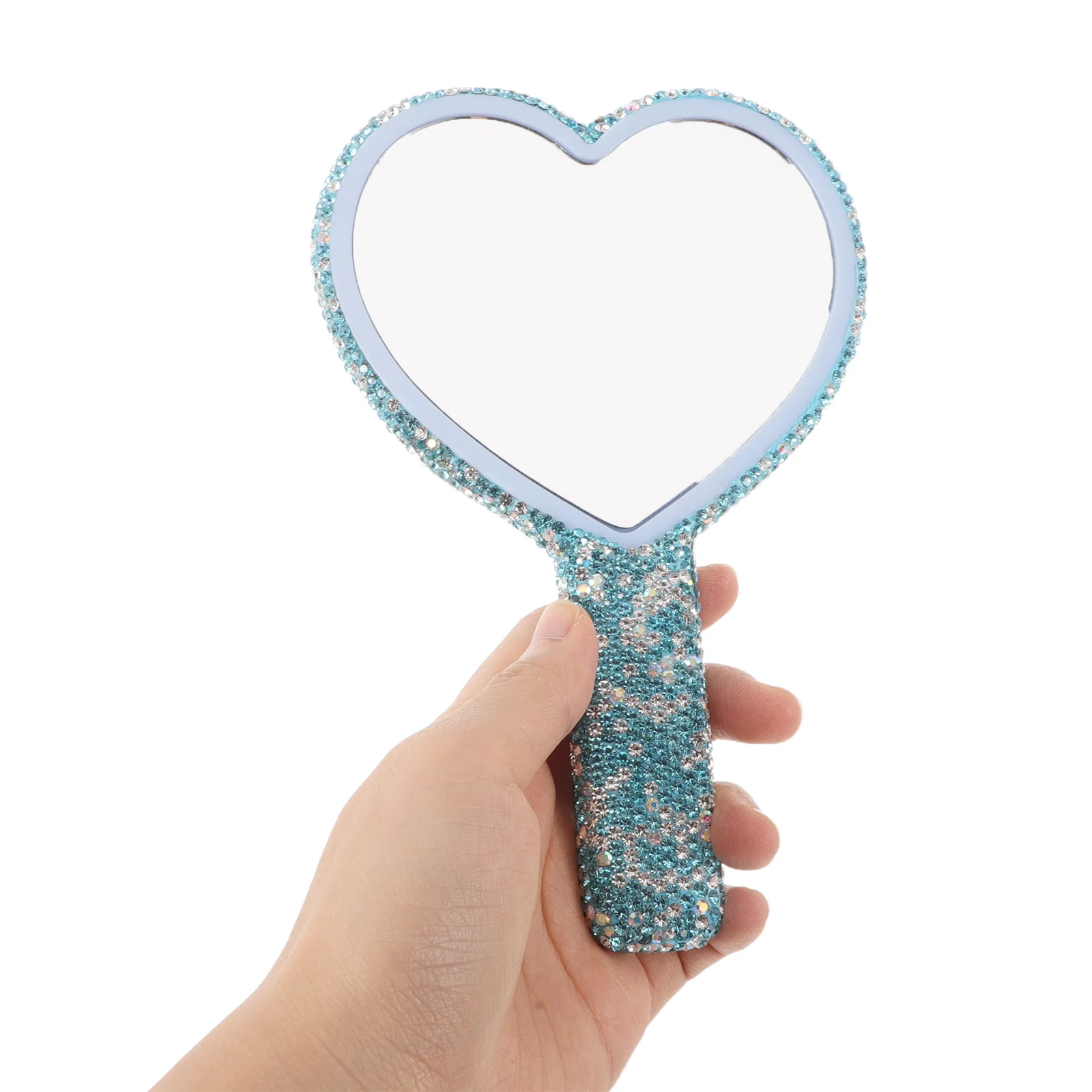 

Portable Makeup Mirror Small Pocket Hand for Women Decorate with Handle Abs Personal