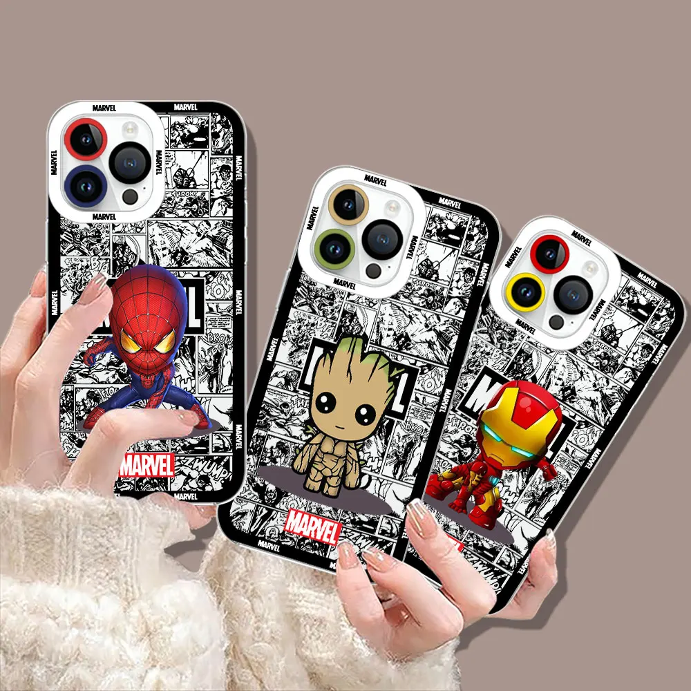 Cute Spider Iron Man Groot Cover For Redmi Note 13 12 12S 11 11T 11S 10 10S 9 9S 9T 8 13C 12 12C 10C 10 9T 9C Pro Plus Max Case