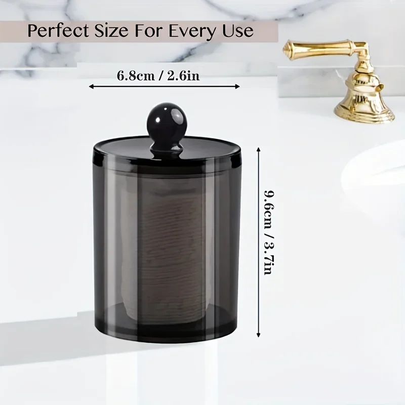 2/3/4 Pack Dispenser Jars Bathroom Jar 10 oz Black Plastic Holder Storage Box for Cotton Ball Swab Cotton