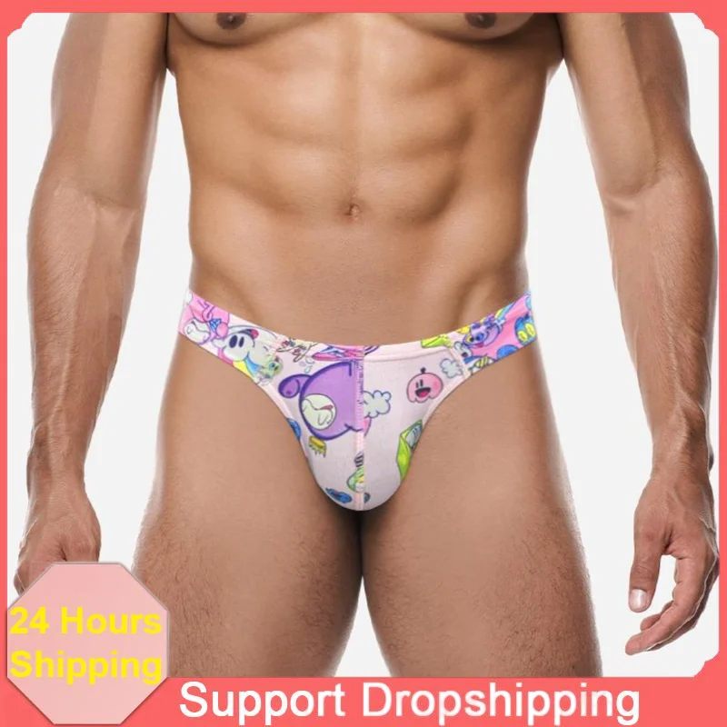 

1/2/3PCS Men Thongs Underwear Hot Sale Modal Graffiti Printed Sexy Men Underpant Quick Dry Slip Panties Jockstrap Men's Thongs