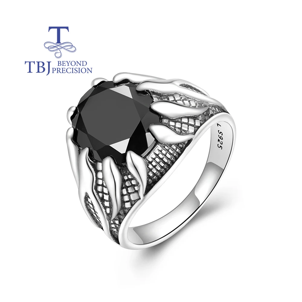 

Vintage design 925 sterling silver ring oval 10*12mm natural 4.95ct black spinel fine jewelry for women's daily and party waer