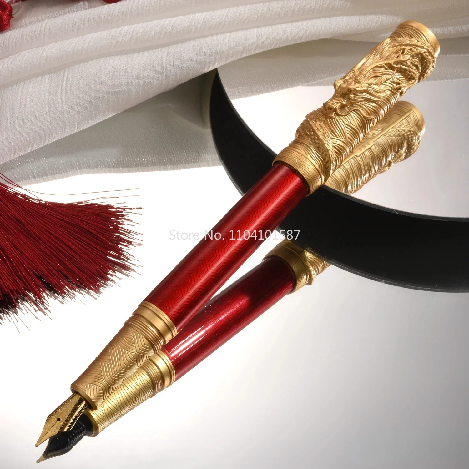 Hongdian A24 Dragon Year Fountain Pen Fine Nib 3D Dragon Stereoscopic Carving Collect Gift Pen