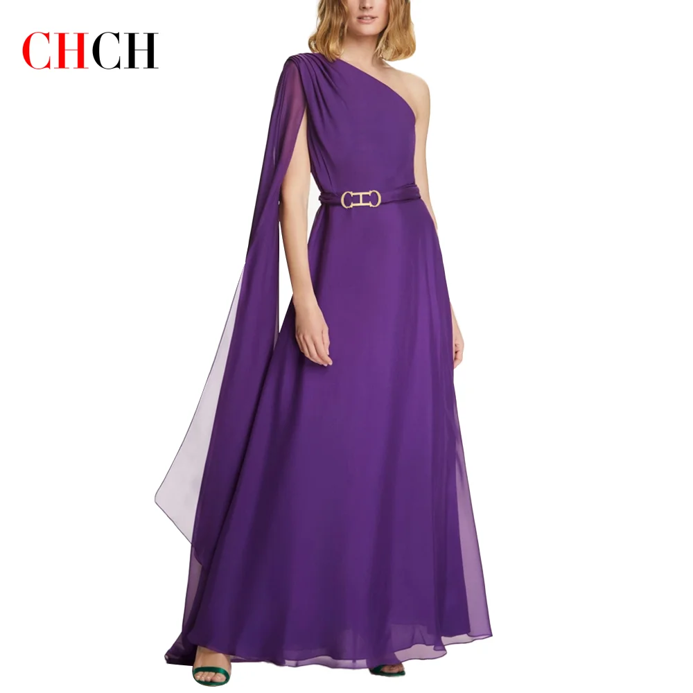 CHCH Women's Dress Long Dress 2024 New Simple Purple Elegant Dress Business Party Wedding Bridesmaid Dress