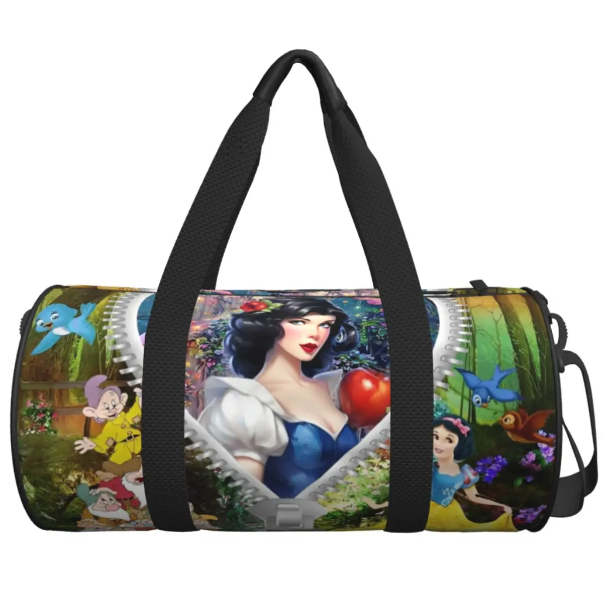 

Snow White Princess Cinderella Travel Bag Luggage Gym Bag Male Female Large Capacity Cute Sports Fitness Bags Portable Handbags
