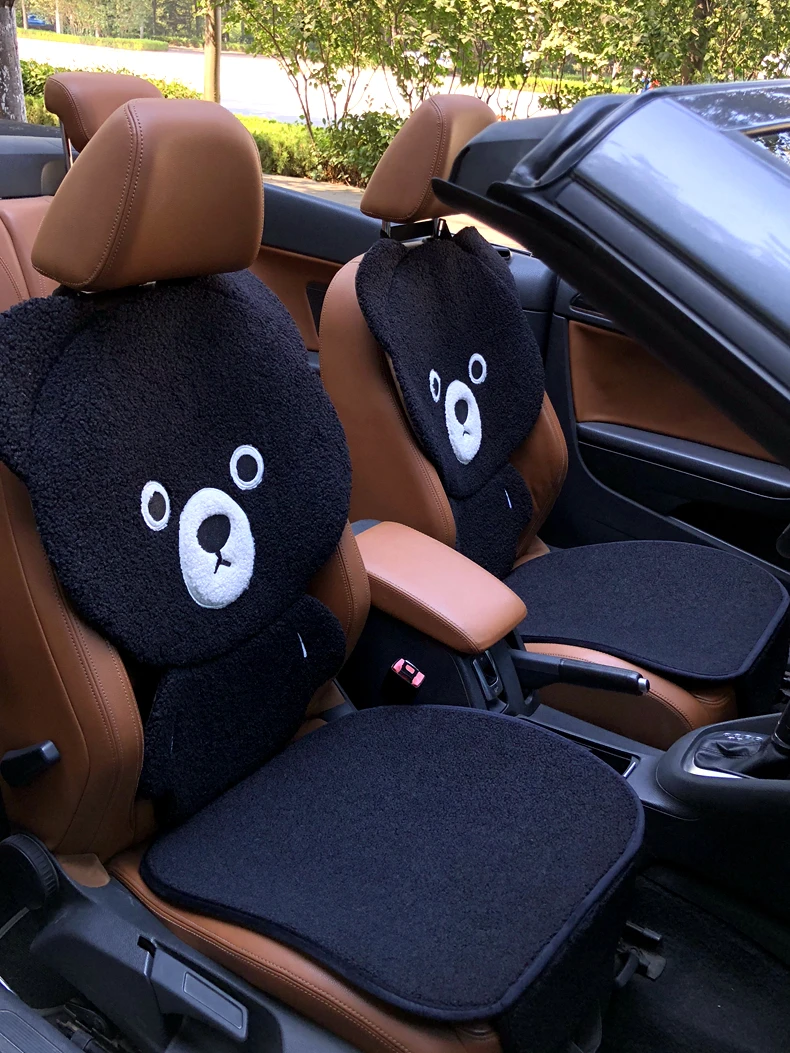 Car seat cushion, winter plush cartoon cute car cushion, warm and plush seat cushion, short plush seat cover, women's short plus