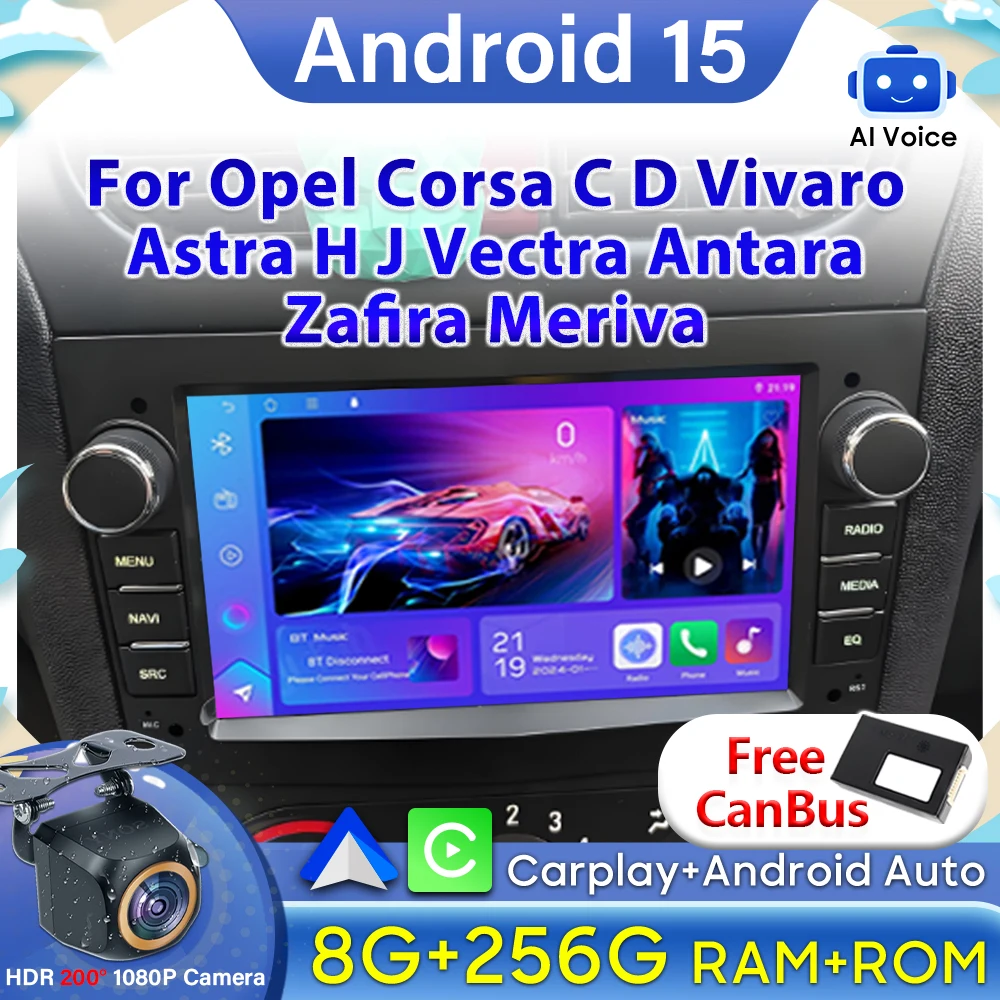 For Opel Corsa C D Vivaro Astra H J Vectra Antara Zafira Meriva Android Auto GPS Navigation Car Radio Video Carplay Car Monitor