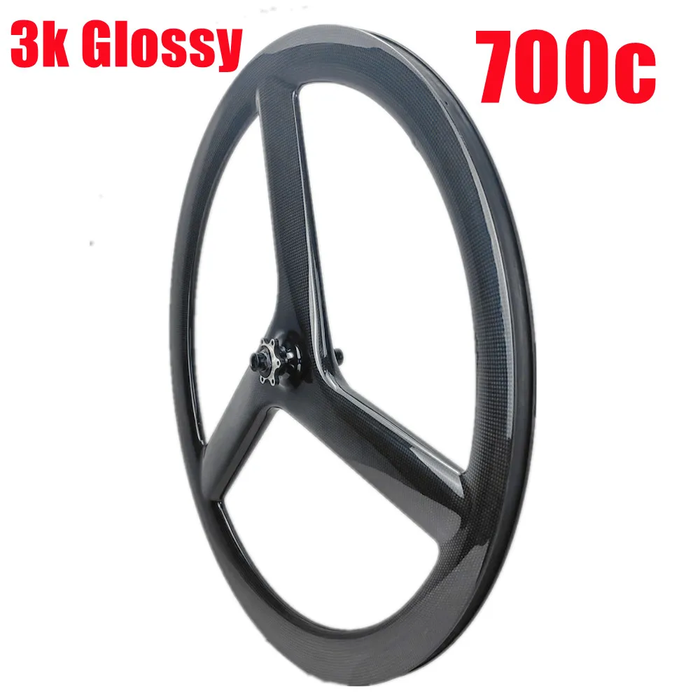 UD Matte 3 Spokes Wheels 700c Fixied Gear Wheel 3spokes Bike Track Wheel 20MM Width 50MM Depth 700c Tri Spokes Road Wheel