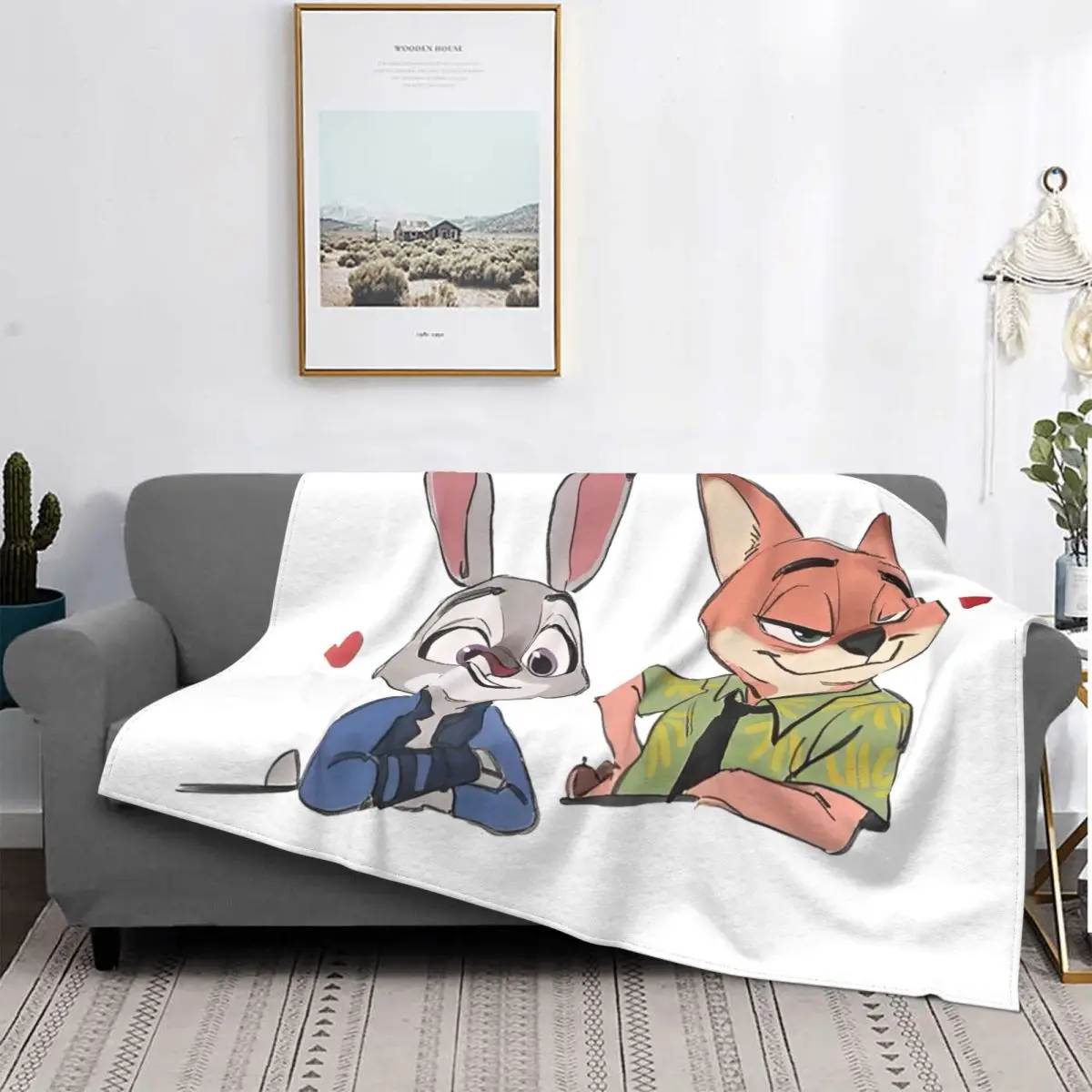 Zootopia Judy And Nick Wilde Knitted Blankets Cartoon Flannel Throw Blankets Bed Sofa Portable Soft Warm Bedspread