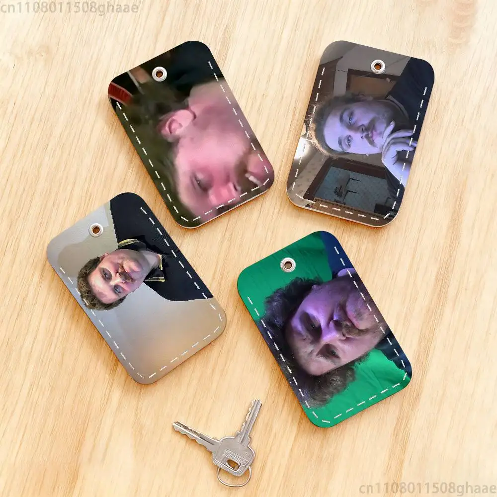 Rainer Winkler Drachenlord Rectangle Card Case Keychain Access Card Bag Key Tag Ring Leather Card Holder Key Ring Access