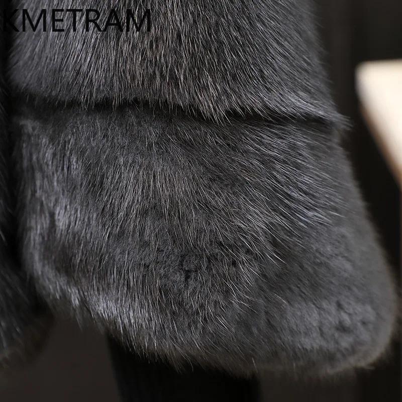 100% chaqueta de piel de visón para mujer, abrigo de piel auténtica con manga de murciélago de lujo, ropa de invierno para mujer, chaquetas peludas, cuello de piel de zorro 2025 шу onder