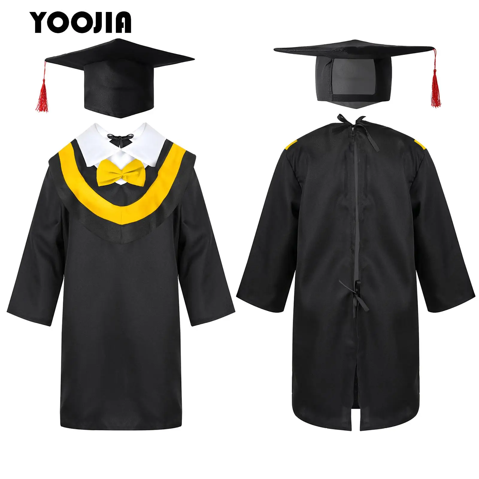 

Kids Graduation Uniform Gown Boys Girls Preschool Primary School Robe Uniforms with Tassel Cap Students Bachelor Costume Cosplay