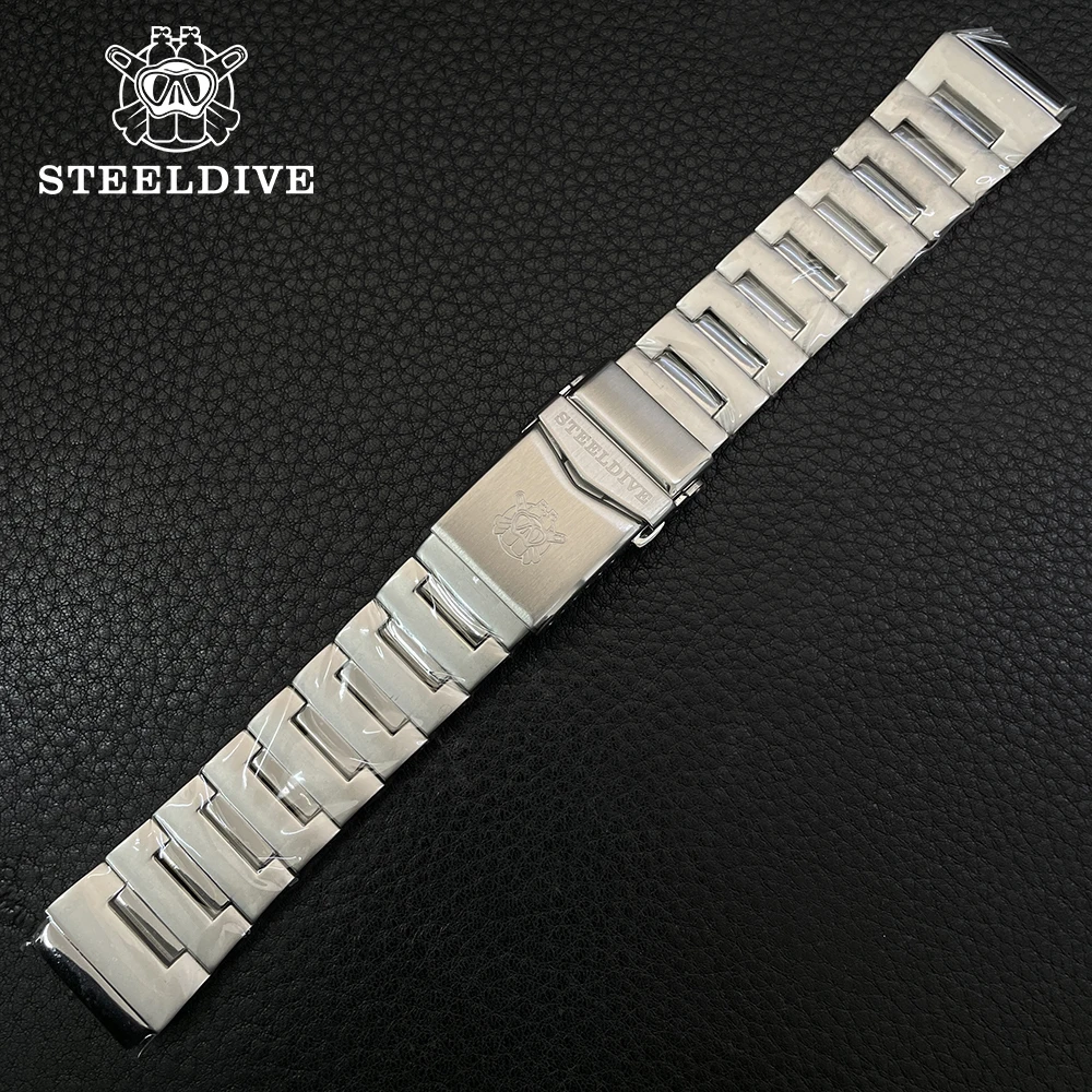 STEELDIVE Official SD1984 Special Strap Watch Chain 20*20MM Width Stainless Steel Strap With Solid Clasp