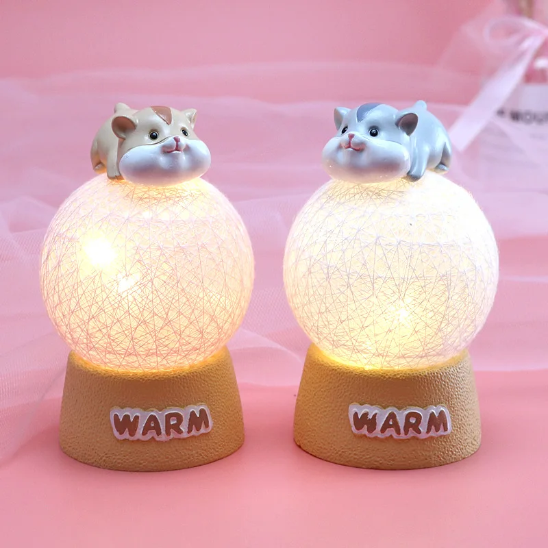 Cute Lamp Boys and Girls' Room Decor Night Light Cartoon Animal Rattan Ball Modern LED Birthday Gift Resin Atmosphere Light