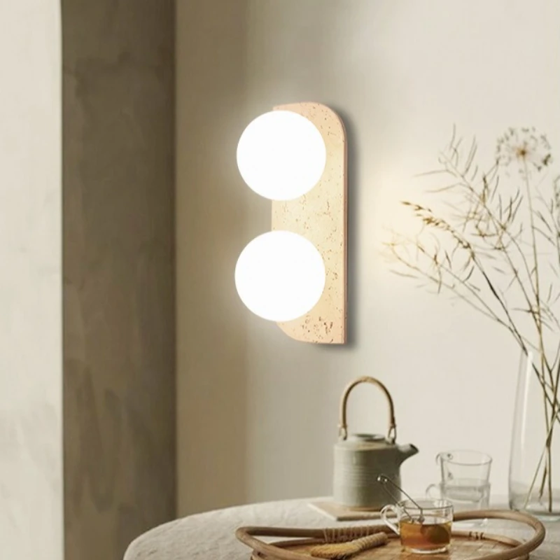 Wabi-Sabi Japanese Style Yellow Cave Stone Wall Lamp for Bedroom Bedside Lamp in Guesthouse Hotel Entrance Corridor Hallway