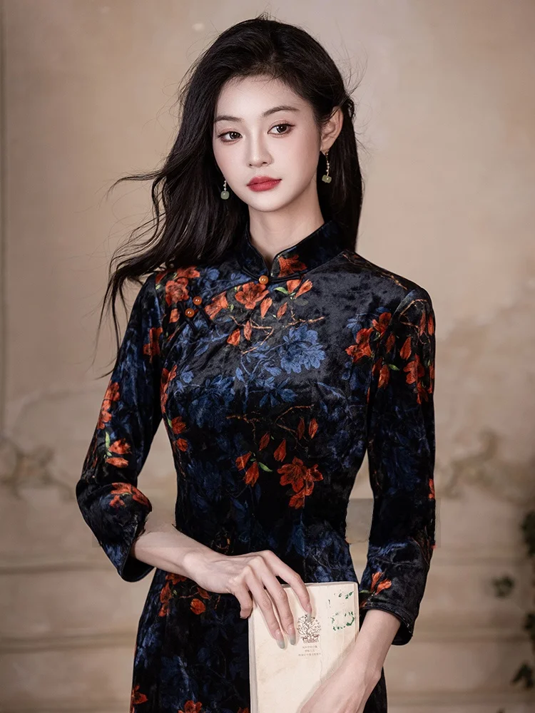 ele-velvet-young-sle-long-sve-retro-dr-chinois-nouvelle-version-femme-midi-dr-imprime-fleuri-chaleur