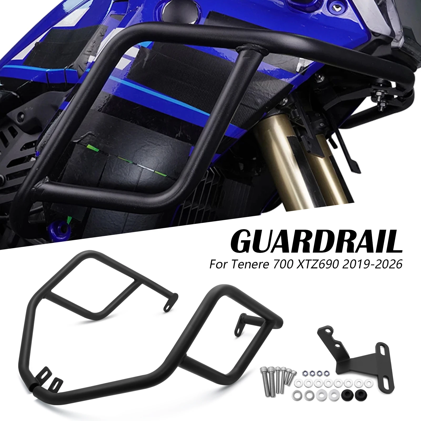 For Yamaha Tenere 700 XTZ690 2019 - 2026 Motorcycle Engine Guard Highway Crash Bar Frame Protector Guard Block