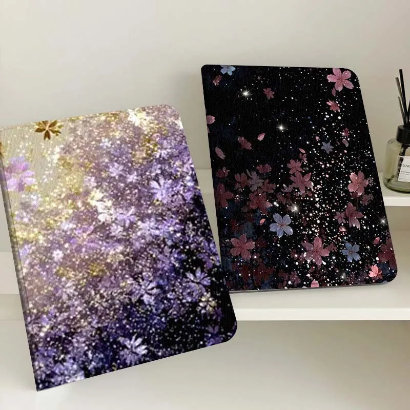 

Luxury Art Sparkling Flower Gift For Apple iPad Pro Air 13 2 7th 6th 2025 M2 M3 M4 M512.9 13 inch Foldable Tablet Case