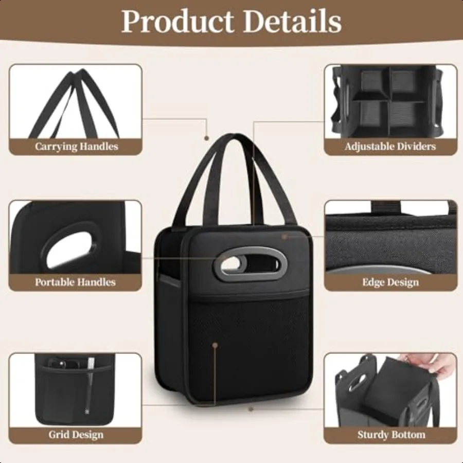 Paquet de 2 porte-boissons avec poignée porte-gobelets réutilisables pour 4 boissons porte-gobelet isolé pliable Portable pour tasse à café pour Del