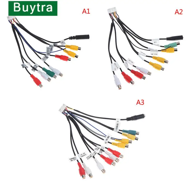 20 Pin Plug Universal Car Stereo Radio RCA Output Wire Wiring Adaptor Cable With Microphone Video Output/input Audio Subwoofer