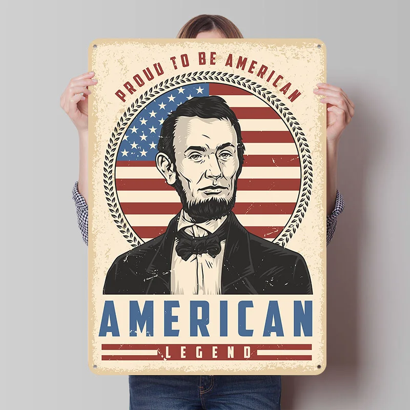 Abraham Lincoln Tinplate Poster Custom Wall Art Vintage Metal Signs Retro Tin Plaque for Decoration Home Decorations Desk Decor