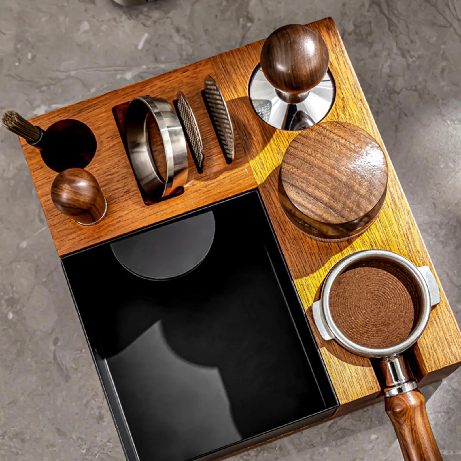 

Espresso Knock Grounds Box Removable Wood Espresso Accessory Organizer Box for