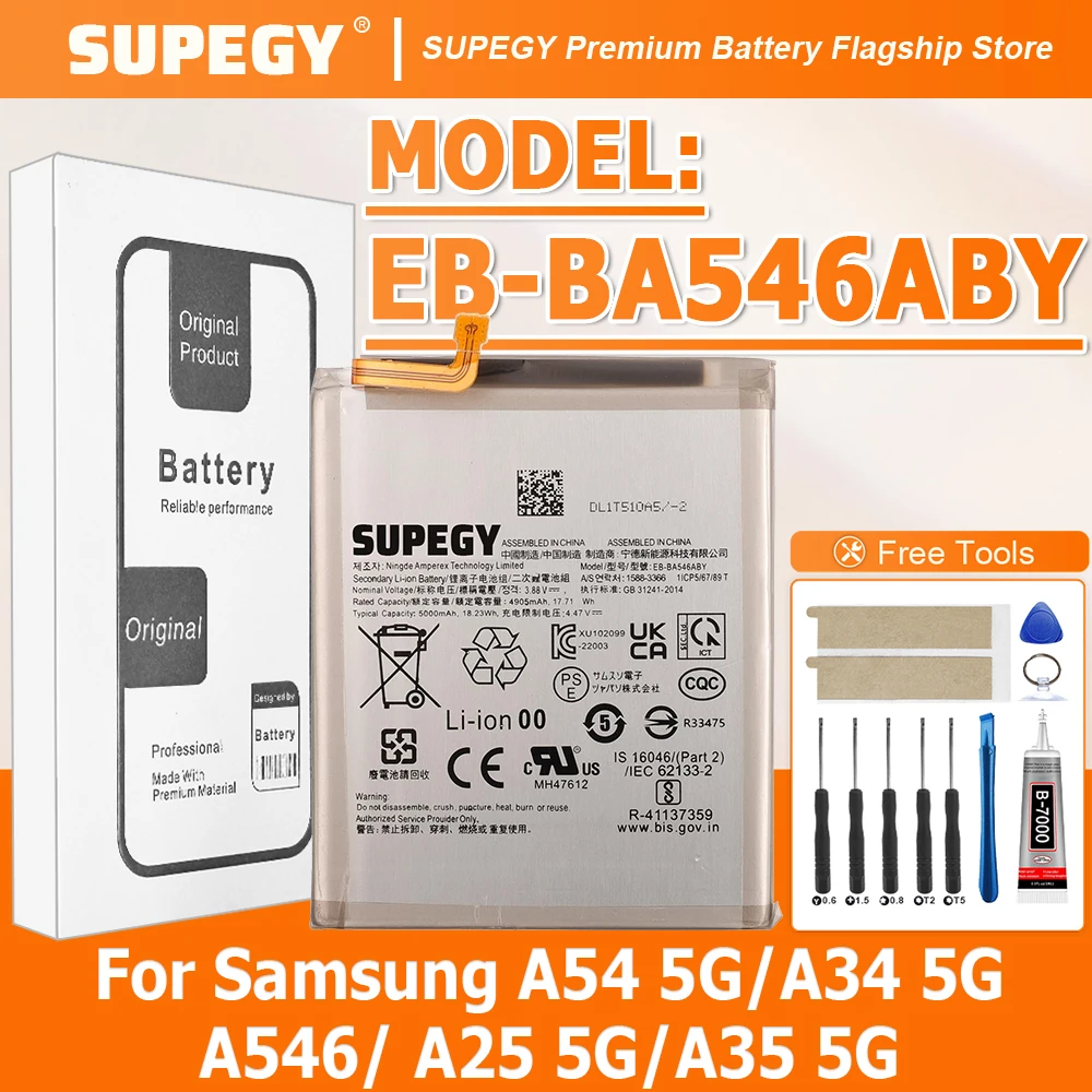 

High Quanlity Battery EB-BA546ABY For Samsung A54 5G/A34 5G/A546/ A25 5G/A35 5G Replacement Batteria +Free Tools