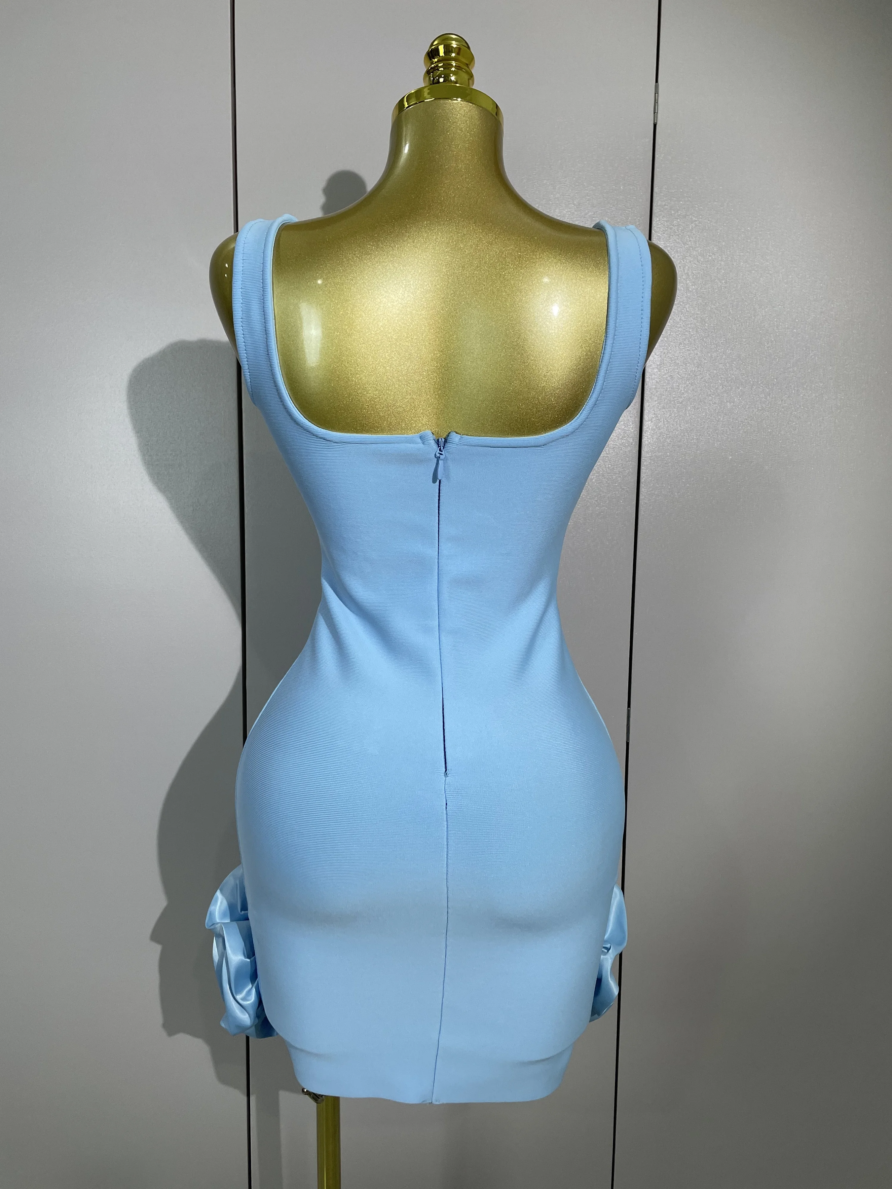 New STyle 2025 Shining Crystal Women Sleeveless Bodycon Mini Bandage Dress Elegant Ruffles Cute Celebrate Birthday Party Dress
