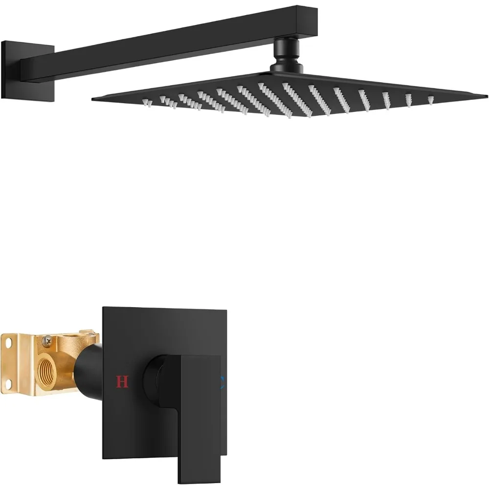 Shower Faucet Set Shower Trim Kit Female Thread Rough-in Valve Single Function Shower Head and Handle set Rainfall Shower System