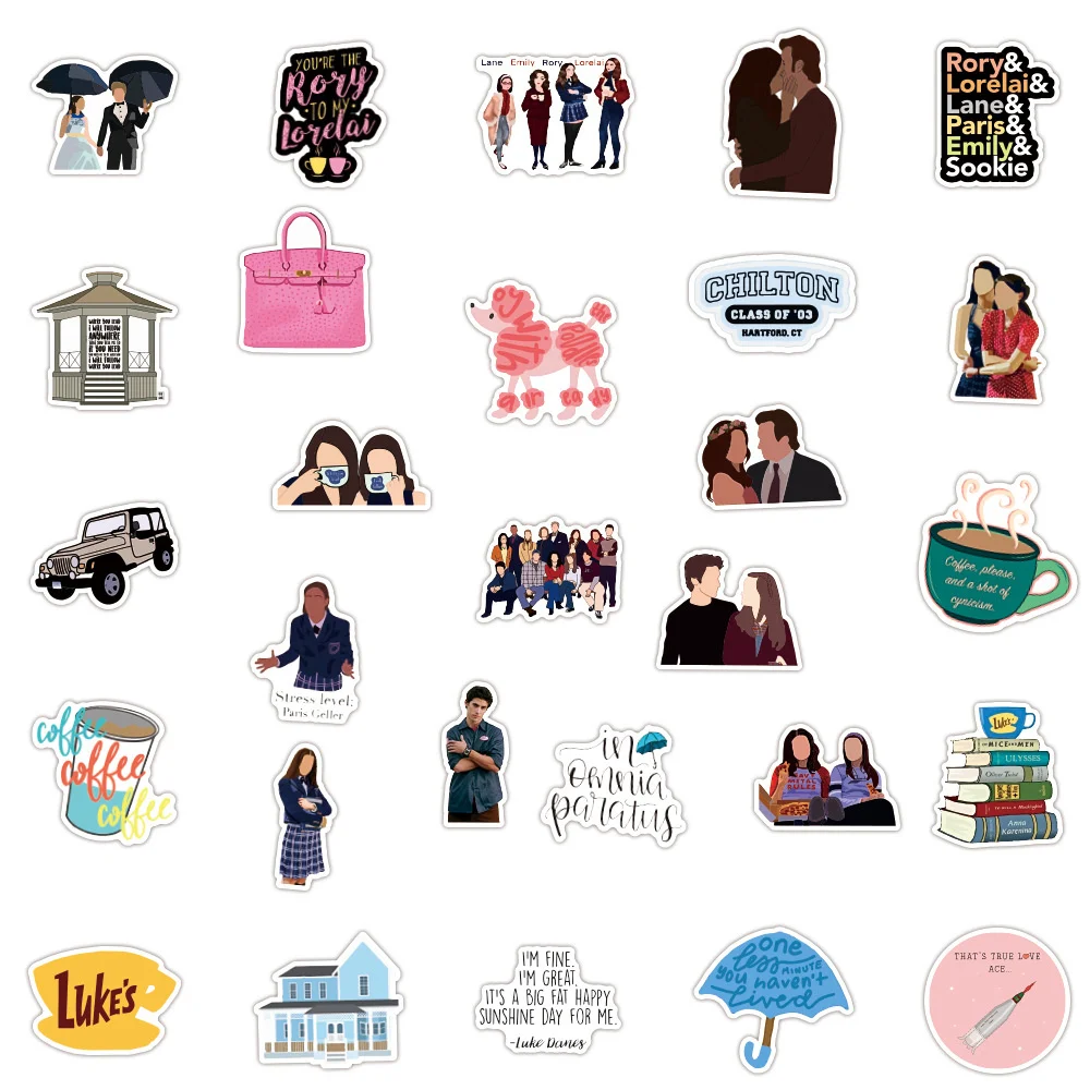 10/30/50PCS American TV Series Gilmore Girls Graffiti Sticker Waterproof Suitcase Notebook Water Cup Skateboard Guitar Wholesale