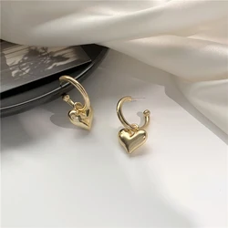 Adorable Ladies Piercing Gold Silver Color Love Heart Women Drop Earring Heart Earrings Stud Earrings Ear Hoop