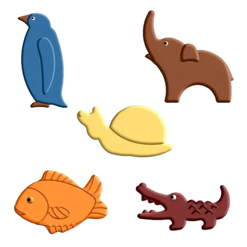 

Cartoon Animal Plastic Molds,Snail,Elephant,Penguin,Fish,Crocodile,Cake Biscuit Cookie Decorating Fondant Cutters Tools